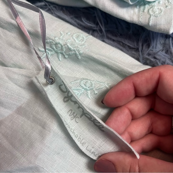 Symple NYC Mint Green 100% Linen Embroidered Tunic Blouse Size 2X NWT - Picture 3 of 6